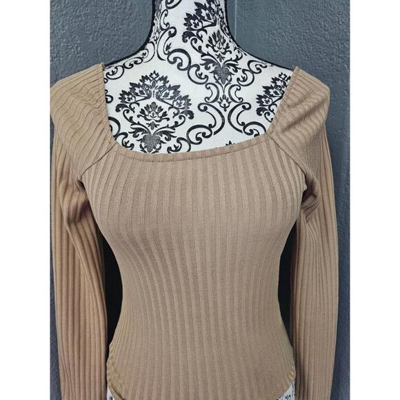 Women's Madewell Long Sleeve Blouse Stripes Size Small Brown Form Fitting - Picture 5 of 12